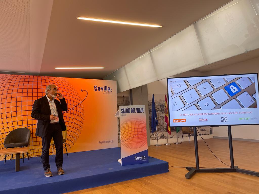 antoniogilmoy's tweet photo. El viernes pasado participamos en el #salondelviaje organizado por #Aevise y @SevillaCityOffice, con una charla enfocada a la #ciberseguridad en el sector #turismo #agenciasdeviajes, contando un caso real de #fraude en las #reservas #vacacionales!! https://t.co/7EA6nu0idl