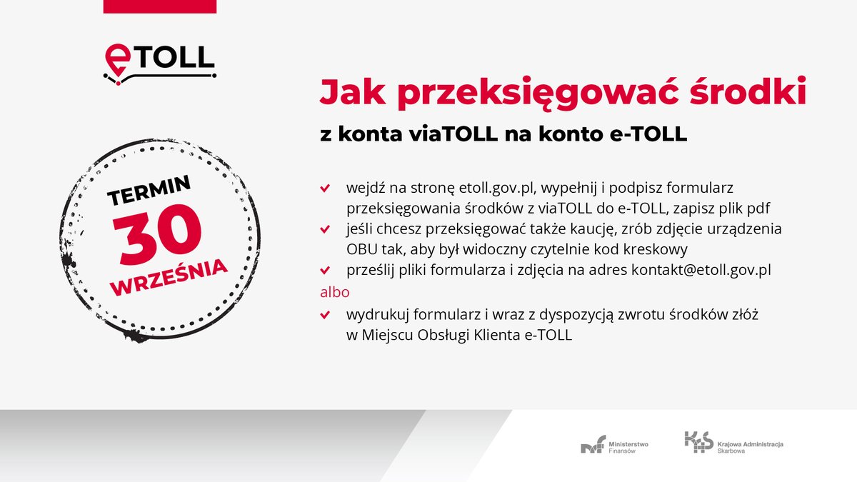 KAS_GOV_PL's tweet photo. ‼️ Na złożenie wniosku o zwrot środków z #viaTOLL masz tylko 5⃣ dni.
Informacje uzyskasz 24/7 w Telefonicznym Centrum Obsługi Klienta #eTOLL:
☎️ 800 101 101 z telefonu stacjonarnego
📱 📞 +48 22 521 10 10 z telefonu komórkowego i z telefonu z zagranicy
➡️ https://t.co/dRC1Wj2LRZ https://t.co/kVzisXvUZ4