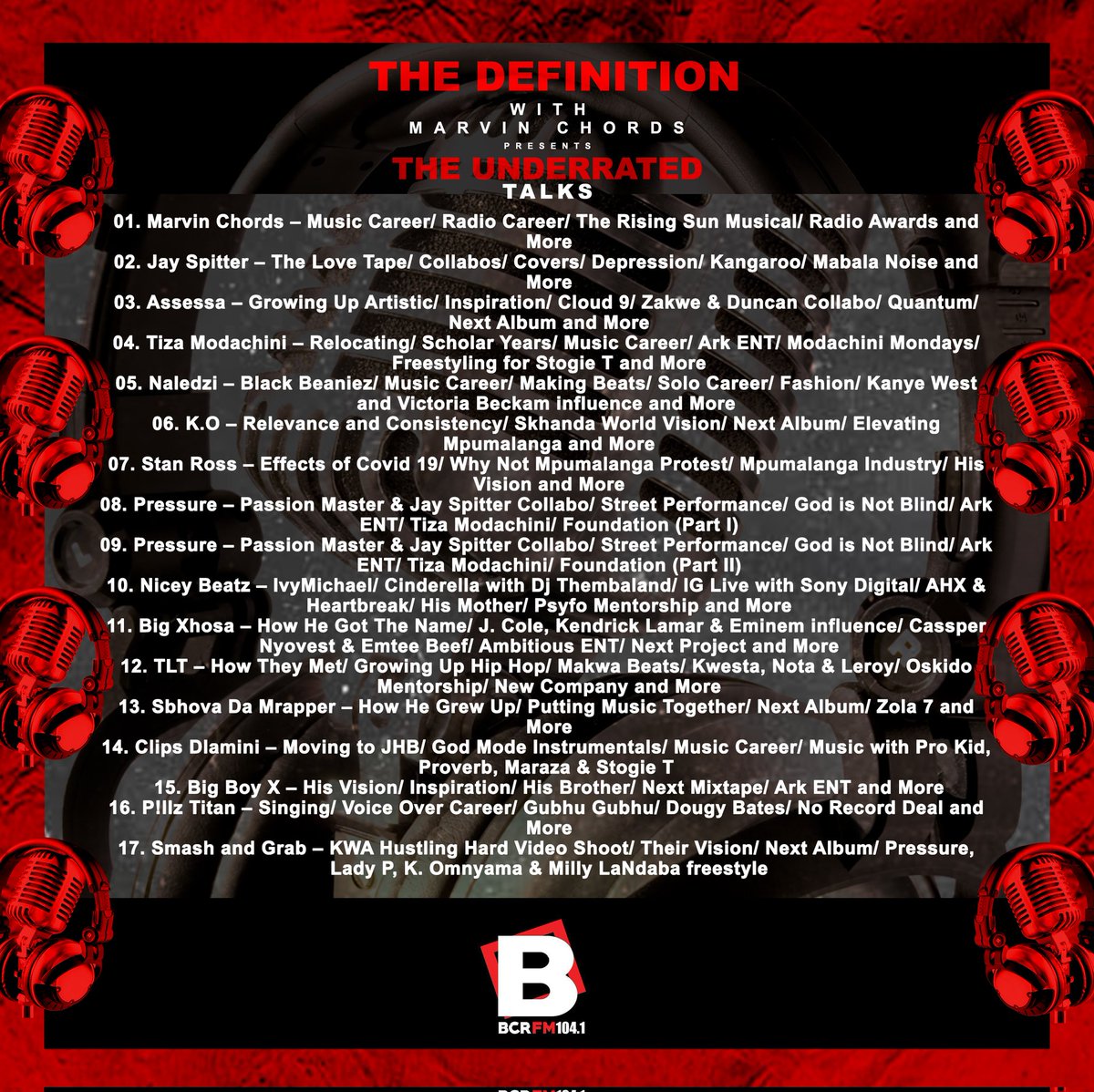 TheDefinitionVI's tweet photo. The Definition with @MarvinChords presents The Underrated Talks (Podcast)

Featuring the likes of @JaySpitter x @ASSESSA_SA x @MrCashtime x @bigxhosa_ x @nicey_sa  x @TLTamazing and more. 

https://t.co/u7Q5tuyI2K

https://t.co/7up24LIRHq

@Bcr104 
#radio #podcast #hiphop #rnb https://t.co/QDmbVRl90n