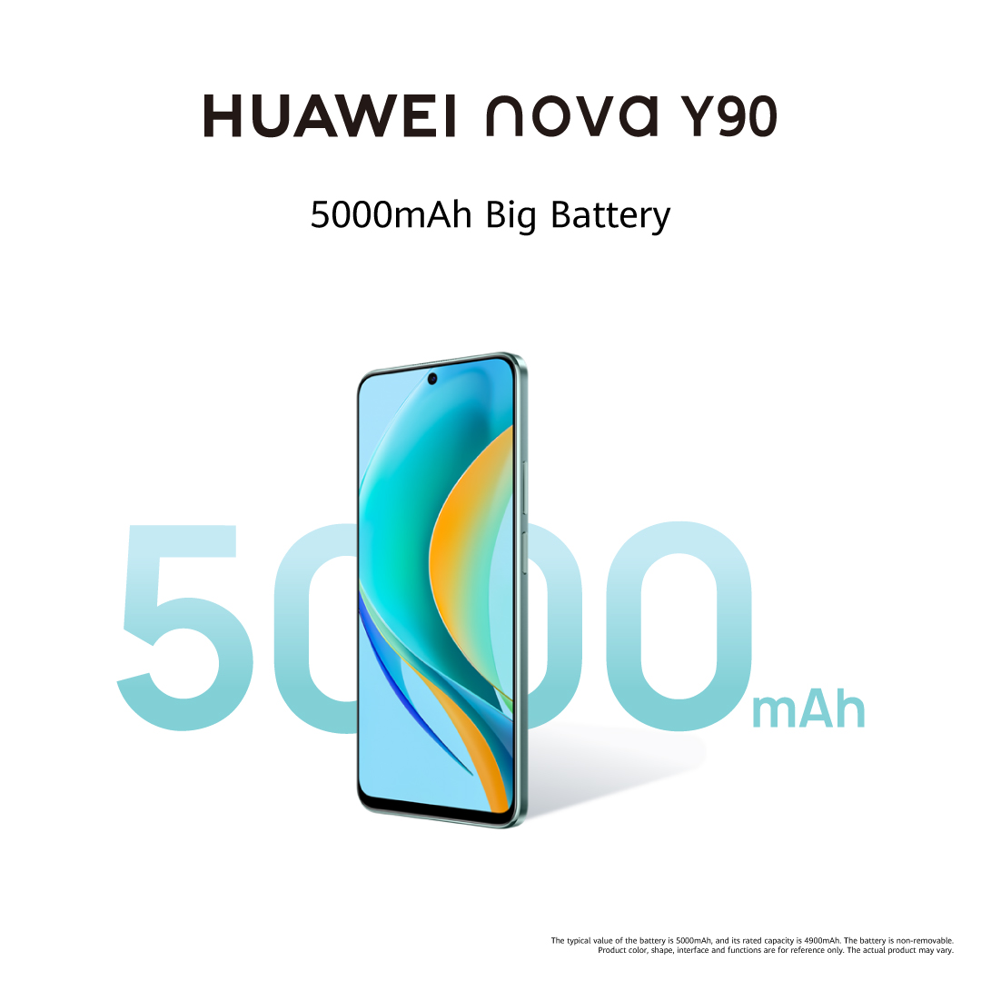 HuaweiZA's tweet photo. Living large is made easy with the #HUAWEInovaY90 π
#novaIsYou with a 5000mAh Big Battery that lasts for up to 12 hours, so you can do life your way.
Pre-order yours now from the HUAWEI Store π https://t.co/ww8FRTXTU2 https://t.co/dYwQtt0TNo