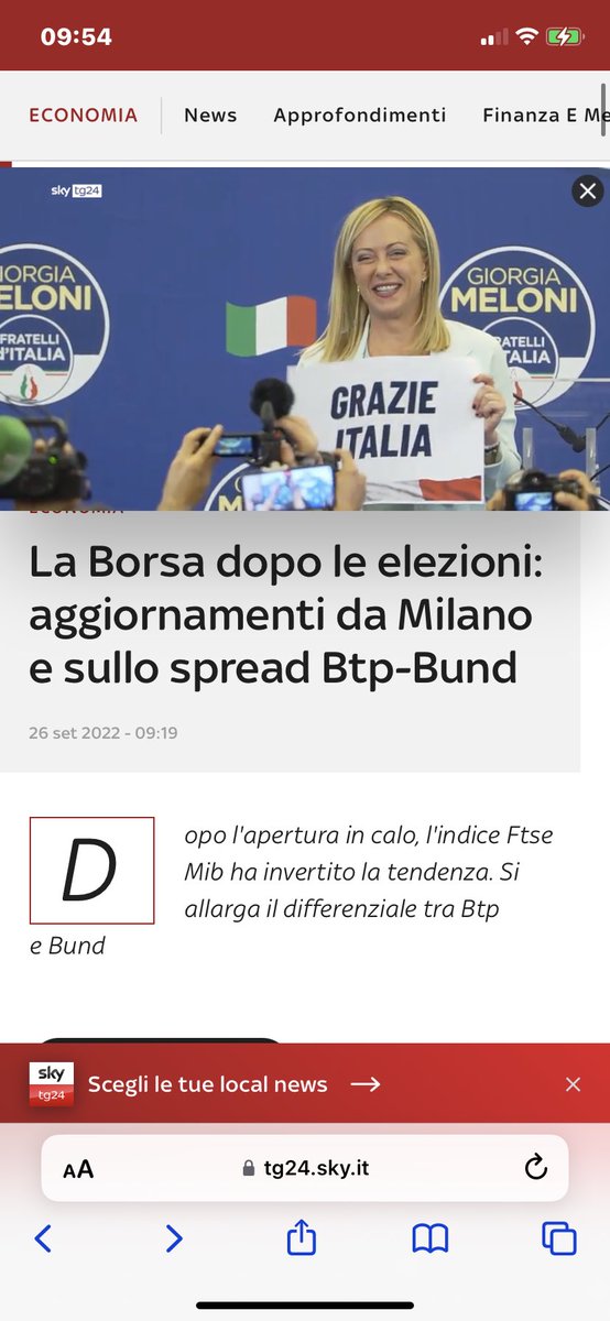 lu_laia_'s tweet photo. e lo spread si alza… ecco i primi effetti del centro destra… l italia è rischiosa e non conviene investire #chebruttagiornata #elezioni2022 #GiorgaMeloni https://t.co/AgexcGt5u6