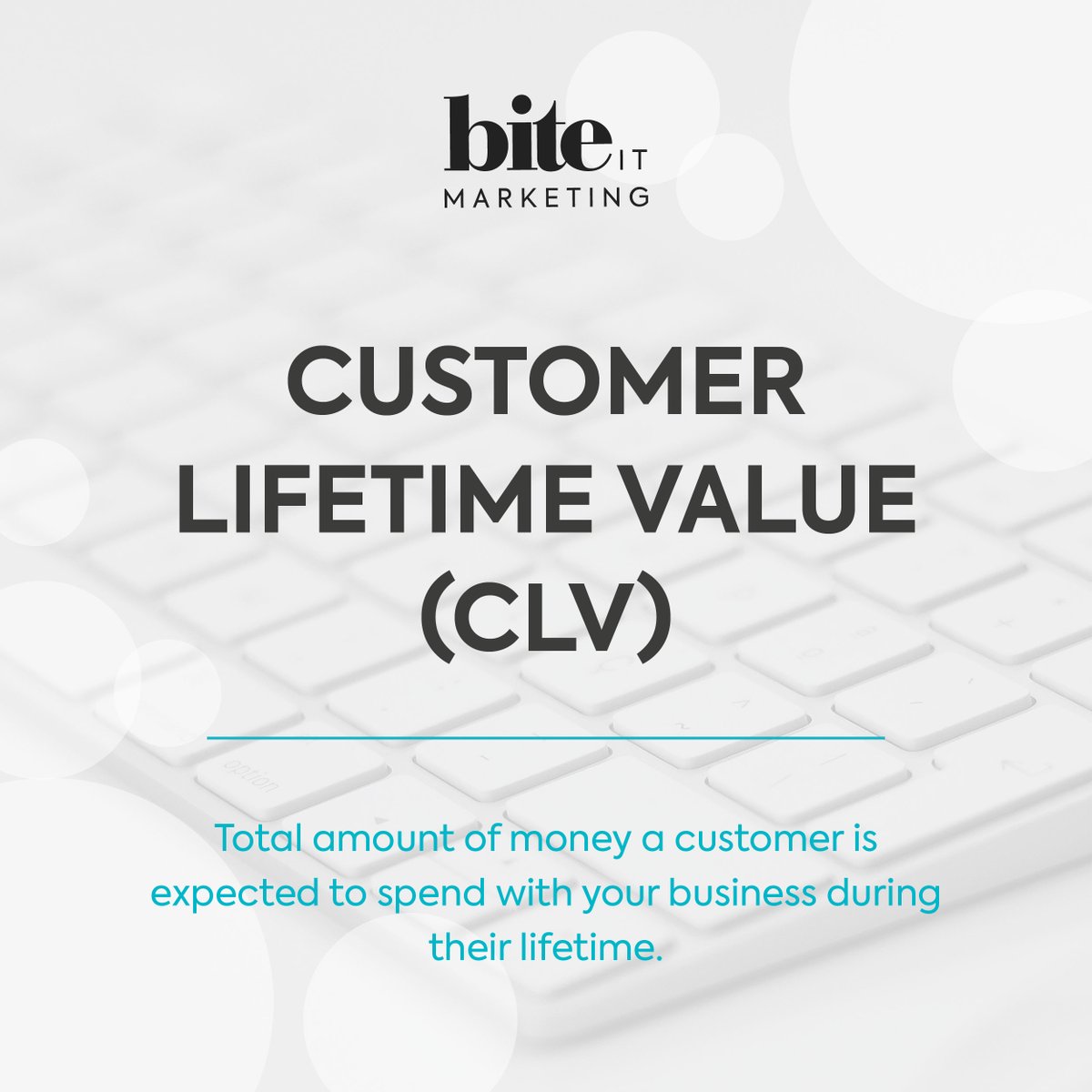 CLV is the total amount of money a customer is expected to spend with your business over their lifetime. Understanding this figure can help you make decisions about how much to invest in new customer acquisition &amp; keeping current ones. #marketingtips #marketingwithbite