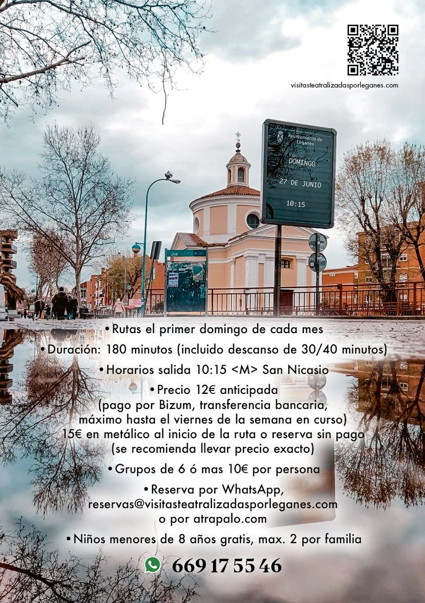 Vteatralizadas's tweet photo. Visitas Teatralizadas por Leganés.

¡¡¡ Ya pueden hacer las reservas de las entradas !!!

¿Como poder hacer las reservas de las entradas?

➡️ 669 17 55 46 
(Lunes a Viernes)
➡️ Email: reservas@visitasteatralizadasleganes@gmail.com
➡️ https://t.co/oJgToNziZ8 https://t.co/MJ27ksFeMQ