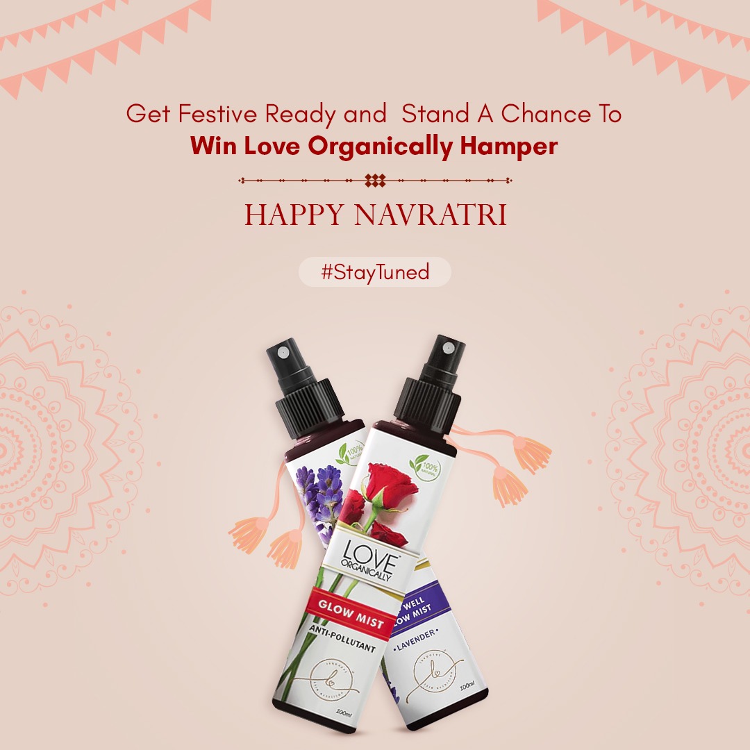 LovOrganically's tweet photo. This Navratri, get festive ready with Love Organically and stand a chance to win an exclusive hamper. 
Happy Navratri. 

Stay tuned. The contest is coming soon. 

#NamasteLuxuriousWellness™️ #LoveOrganically #LuxuriousAyurveda #LoveVeda #happynavratri #navratricontest #staytuned https://t.co/px7AYy8OgH