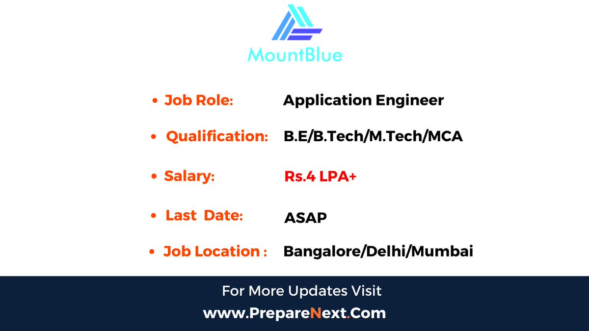 PrepareNext_Com's tweet photo. ๐Link https://t.co/edY5AOD1dV
#mountblue #applicationengineer #applicationdeveloper #developers #developer #bangalore #delhi #mumbai #softwaredevelopment #engineeringstudents #jobvacancies #fresher #freshers #jobseekers #softwareengineer #jobsearching #jobseeking #engineerjobs https://t.co/DeITMmxm41