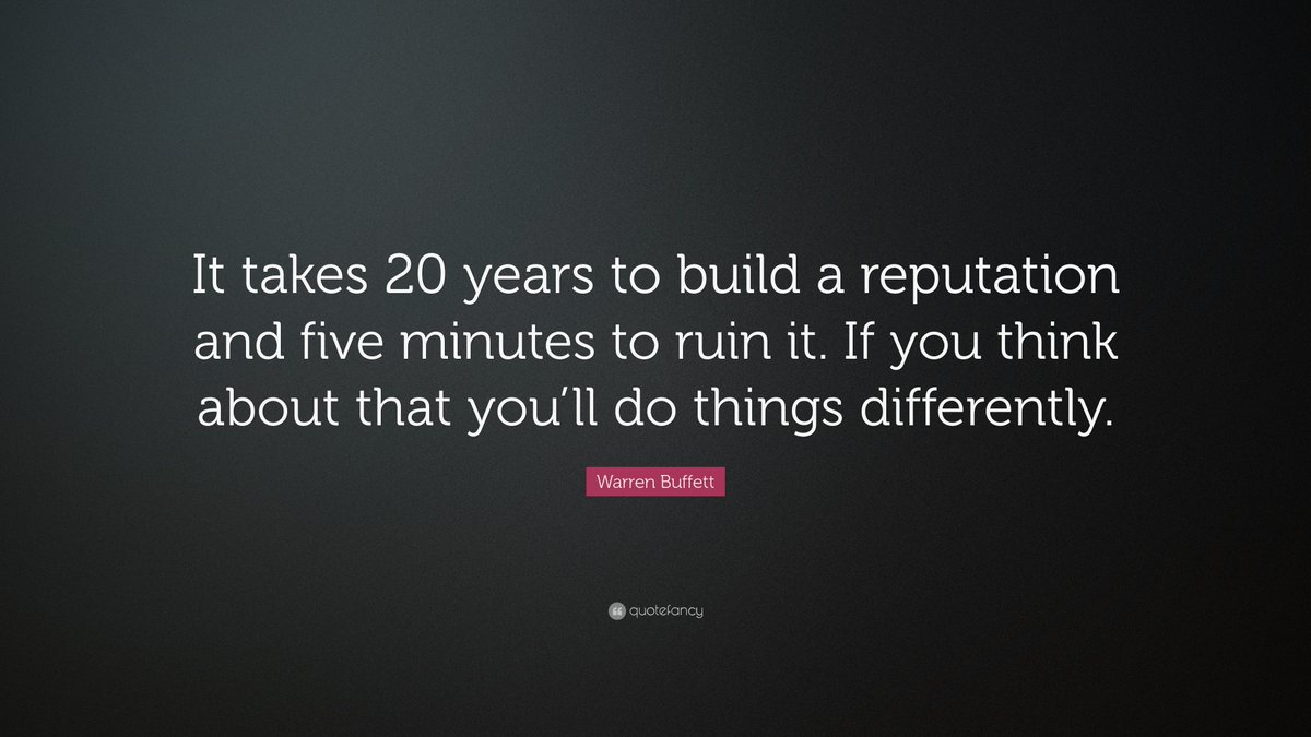 Conversations_G's tweet photo. “It takes 20 years to build a reputation and five minutes to ruin it. If you think about that, you’ll do things differently.” – Warren Buffett #MondayMotivation #ReputationManagement https://t.co/iGrHsU0Hpr