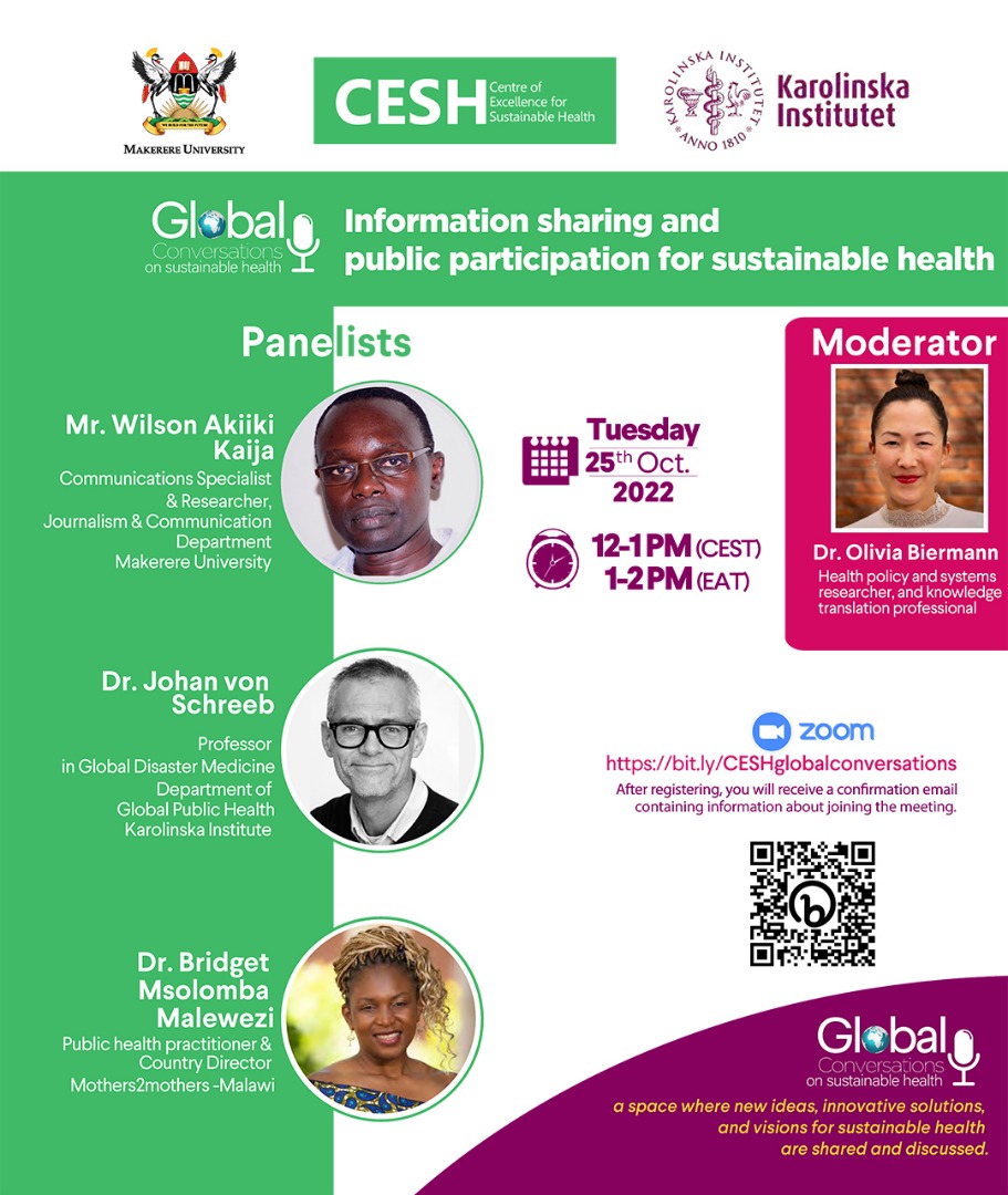 Come join our next Global Conversation on Sustainable Health on October 25th. You don't want to miss hearing what this panel has to say!
lnkd.in/dyv2F_Bt 
#cesh #health #sustainable #globalconversation #ceshcentre
