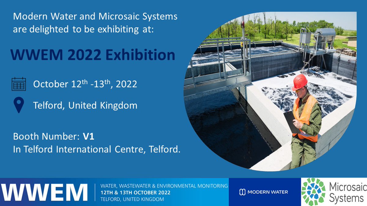 Modern Water is delighted to join Microsaic in Telford for WWEM 2022. Modern Water will be exhibiting its new MicroTrace portable analyzer, Microsaic forever chemical analyzer and much more. Register today and join us in Telford, from October 12-13, 2022. zcu.io/dt3X