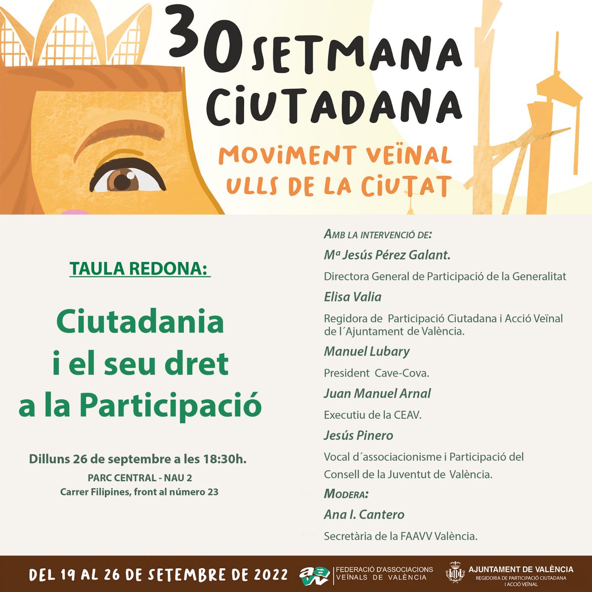BenimacletAvv's tweet photo. 30 SETMANA CIUTADANA
Debat essencial en el Moviment Veïnal: La Participació Ciutadana.
Qüestió esta que adornen els partits en els seus programes electorals, però que a l'hora de la veritat solen incomplir.
Us esperem aquesta vesprada!!! https://t.co/HyocGQgyYc