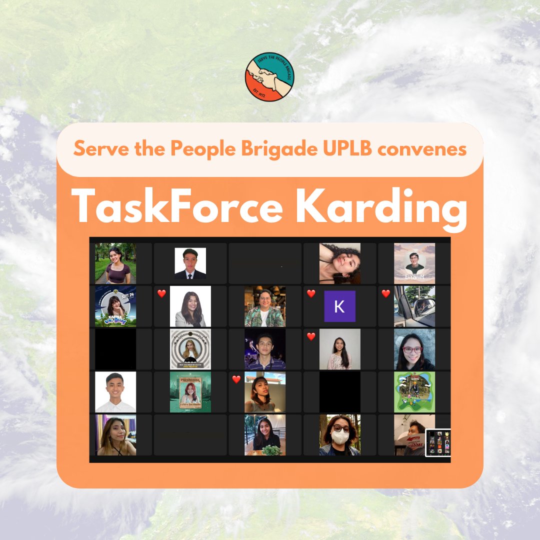 stpbuplb's tweet photo. TINGNAN: Sa pangunguna ng Serve The People Brigade - UPLB, nagkaisa ang ilang mga organisasyon, konseho, alyansa, at indibidwal mula sa UPLB upang bumuo ng isang Task Force na naglalayong makatulong sa mga apektado ng Super Typhoon #KardingPH.
#ReliefPH #UPLBAgapay https://t.co/fa37W6vtW0