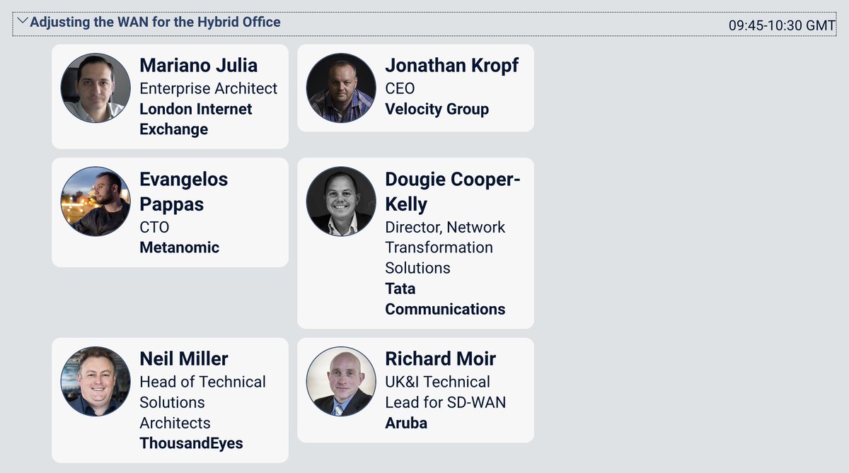 LINX_Network's tweet photo. If you're in London attending the @WANSummit today then don't miss #LINX Enterprise Architect, Mariano Juliá taking part in the panel discussion about #WAN in the hybrid office at 9.45am.
#SDWAN #WFH #hybridwork #interconnection #IXP #PeeringandMore #Networks #WANSummit #London https://t.co/HFkMRZhAEM