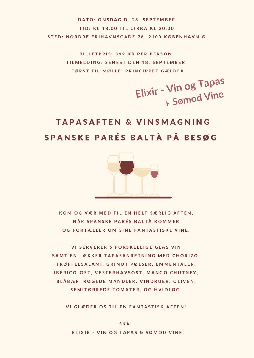 idakroell's tweet photo. Nu på Onsdag! Spanske Pares Balta fortæller om sine fantastiske vine live hos Elixir.

Billetpris: 399 kr per person.
MobilePay til 789593 og skriv Vinsmagning i kommentarfeltet.

#sommer #drinks #mad #tapas #vin #wine #date #datenight #bar #restaurant #østerbro #cph #copenhagen https://t.co/MYSESvVrTf