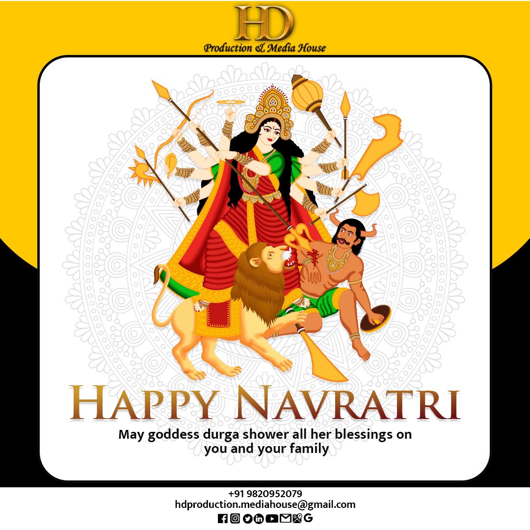 rHighDefinition's tweet photo. Happy Navratri
May goddess durga shower all her blessings on you and your family
.
.
.
#HappyNavratri #HighDefinition #hdproductionandmediahouse #SocialMedia #socialmediamarketing #digitalmarketing #marketing #JaiMataDi #नवरात्रि #जयमातादी #navratri #navratrispecial #garba #india https://t.co/T0aFElqfOA