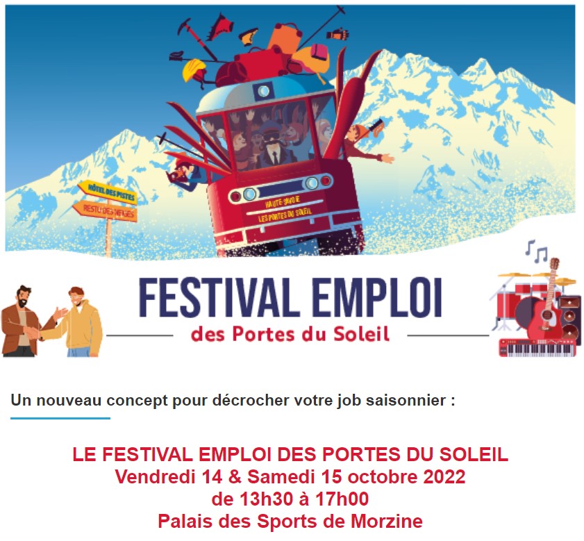 100 entreprises présentes 400 postes à pourvoir 😊
⏩hôtellerie-restauration-commerce-remontées mécaniques
Toutes les offres sur le site de pole-emploi.fr avec mot clé #festival  
logements &amp; avantages en station proposés en + du job !
#PortesDuSoleil #recrutements #HCR