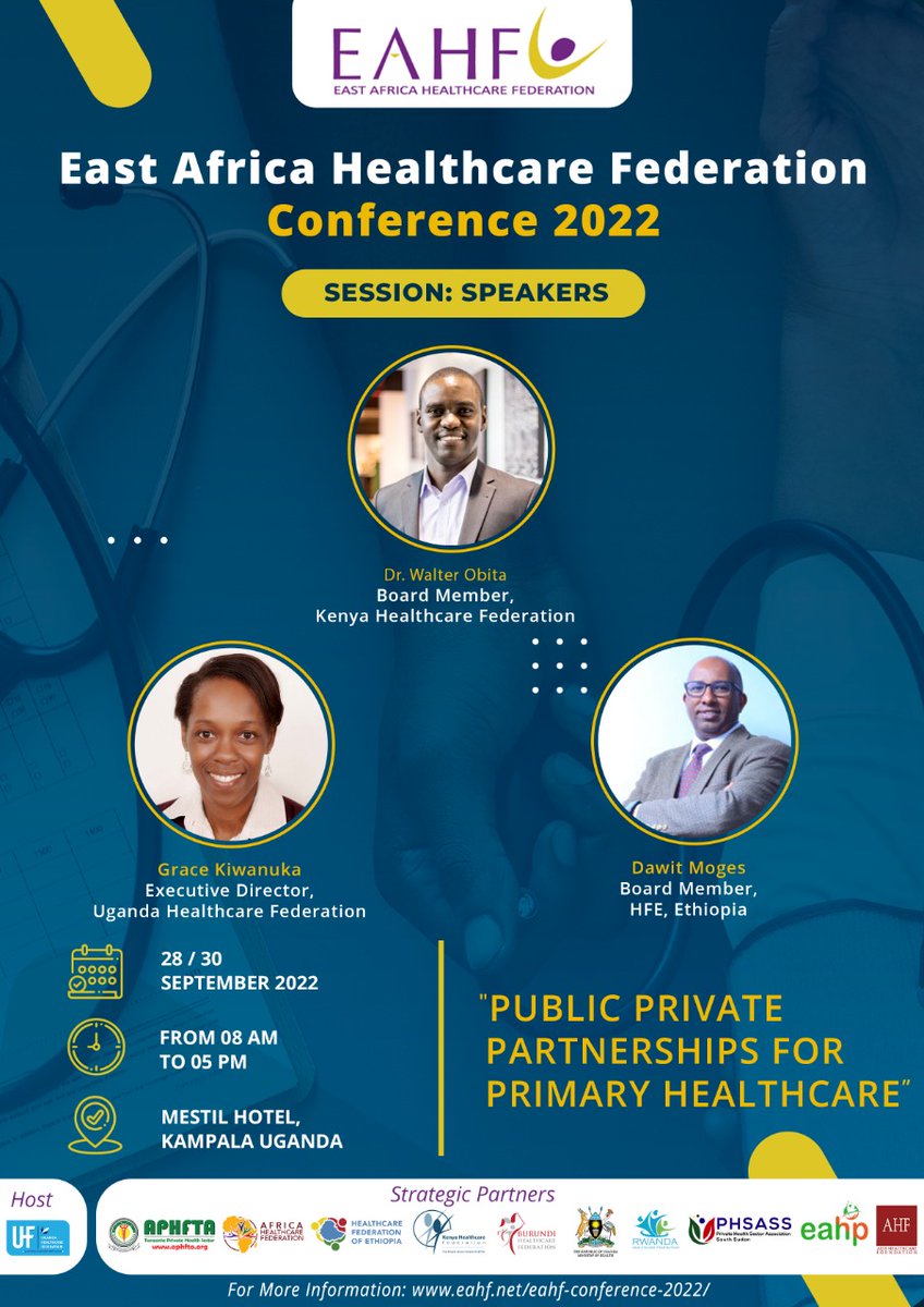 East African Health Platform (EAHP) (@eahp_afyahub) on Twitter photo Meet <a href="/walttzz/">Walter Obita</a>, <a href="/GSKiwanuka1/">Grace Ssali Kiwanuka</a>, and Dawit Moges who will be speaking at the upcoming <a href="/EAHFConference/">East Africa Healthcare Federation Conference</a> being organized by <a href="/UgHealthcreFed/">Uganda Healthcare Federation</a>
Use this link to register lnkd.in/dZrw5ZvV Meet <a href="/walttzz/">Walter Obita</a>, <a href="/GSKiwanuka1/">Grace Ssali Kiwanuka</a>, and Dawit Moges who will be speaking at the upcoming <a href="/EAHFConference/">East Africa Healthcare Federation Conference</a> being organized by <a href="/UgHealthcreFed/">Uganda Healthcare Federation</a>
Use this link to register lnkd.in/dZrw5ZvV