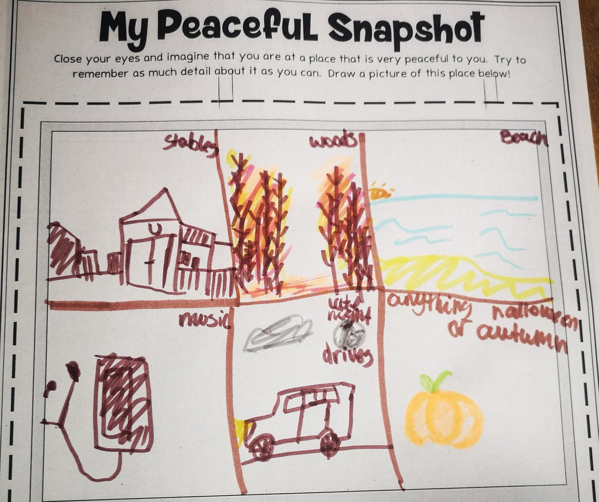 sarahjogreen's tweet photo. Monday morning activity for some of our pupils. Today we thought about what do we find peaceful where are we at peace with little or no anxieties and worries. Where would you go? @forresacademy1 @HSLW_Emma @MrsSFinlayson https://t.co/oNngoIa0W2
