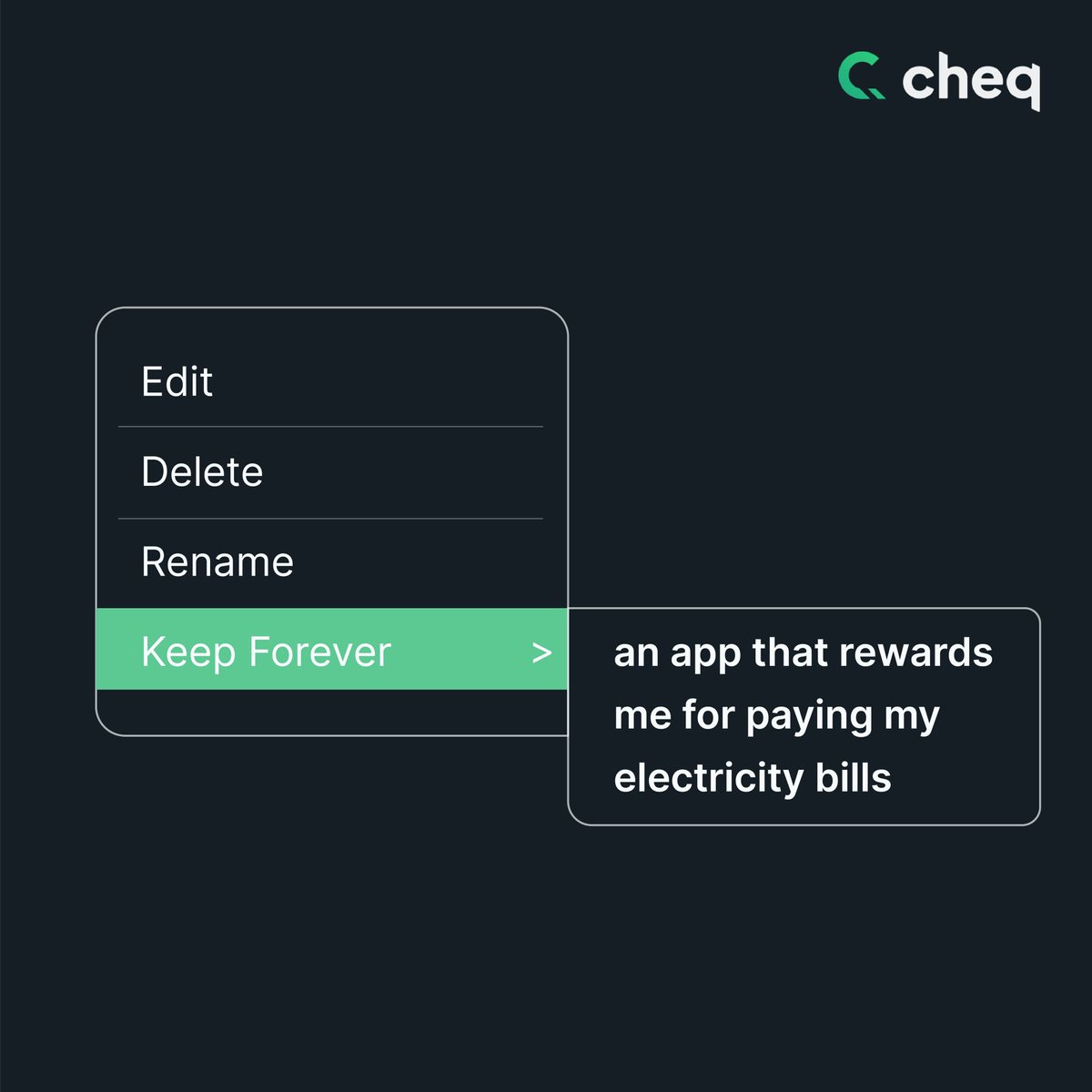 cheqit_'s tweet photo. This is why you need @cheqit_ in your life ☺️ 

Pay your #electricity_bill with @cheqit_ and we will make your next bill FREE! 💚

Download Cheq now ✅ #cheqing_account #pay_with_cheq #UPI_with_Cheq https://t.co/rb4X7nHhMi