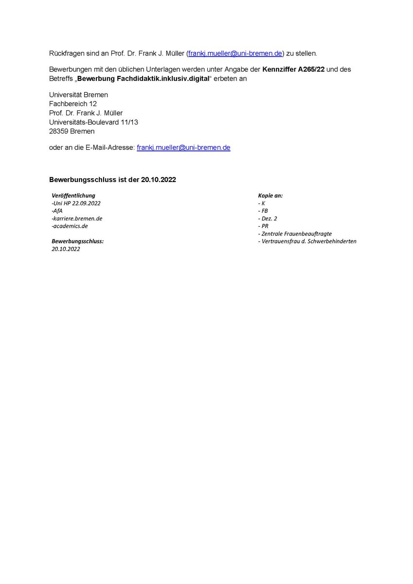 inklusivdigital's tweet photo. Stellenausschreibung an der Uni Bremen für https://t.co/PIAuBLB373 Phasen- und länderübergreifende #OER-Modulbausteine für die Lehrer:innenbildung (100%, TV-L 13, bis zum 31.7.24) https://t.co/CEEVN58COw Spannende Tätigkeit in tollem Team! #twlz #twittercampus #inklusion Gerne RT https://t.co/i4ILUPRhQV