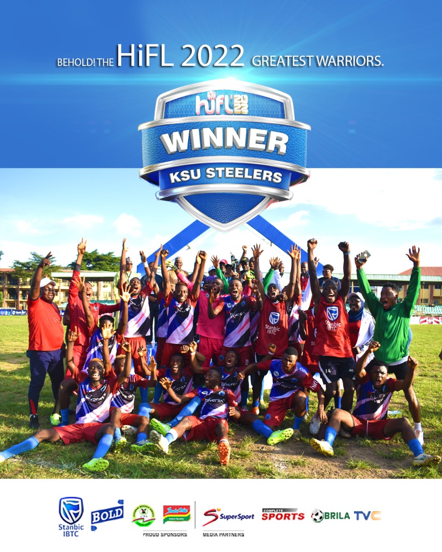 Congratulations to the Higher Institutions Football League 2022 season greatest warriors @KSUSteelers. 🏆

The first State University to win the higher institutions football league. 🥵

History Makers!!!!!💥

#HiFLNigeria
#HiFL2022
#HiFLSuperFour