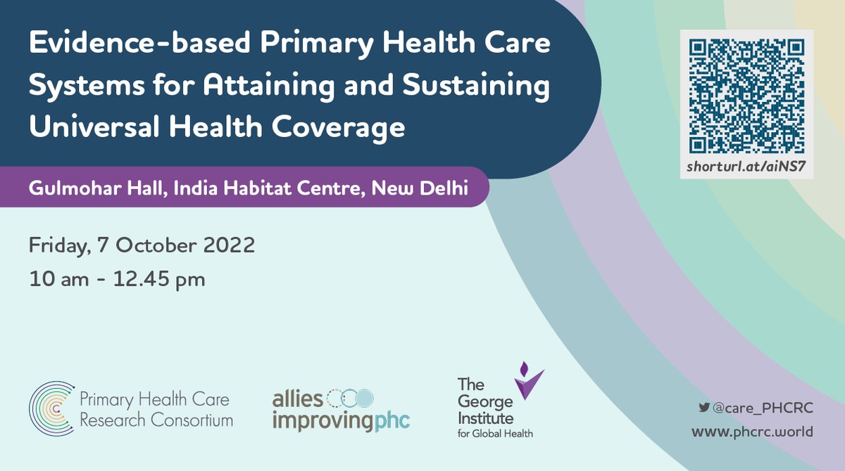 🗓️Save the date - 7 Oct '22 | 10 am-12.45 pm IST We cordially invite you to an exciting discussion on 'Evidence-based Primary Health Care Systems for Attaining and Sustaining #UniversalHealthCoverage' RSVP here - bit.ly/3dDt6Fu #StrongerWithPHC #EvidenceBasedPHC