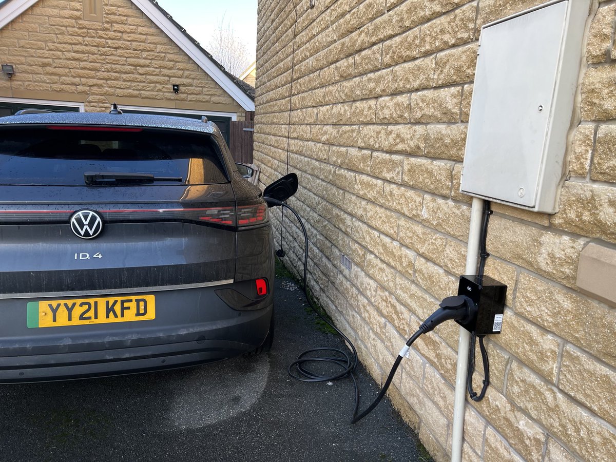 PhilEdmondson1's tweet photo. Plea for help. My car was taken from my driveway overnight. If anyone sees a VW iD4 in black with green electric plate YY21KFD.  Please contact West Yorkshire Police on 101. Pleas quote log reference 0322 26/09/22. Please share far and wide. https://t.co/KyAyX8SxTS