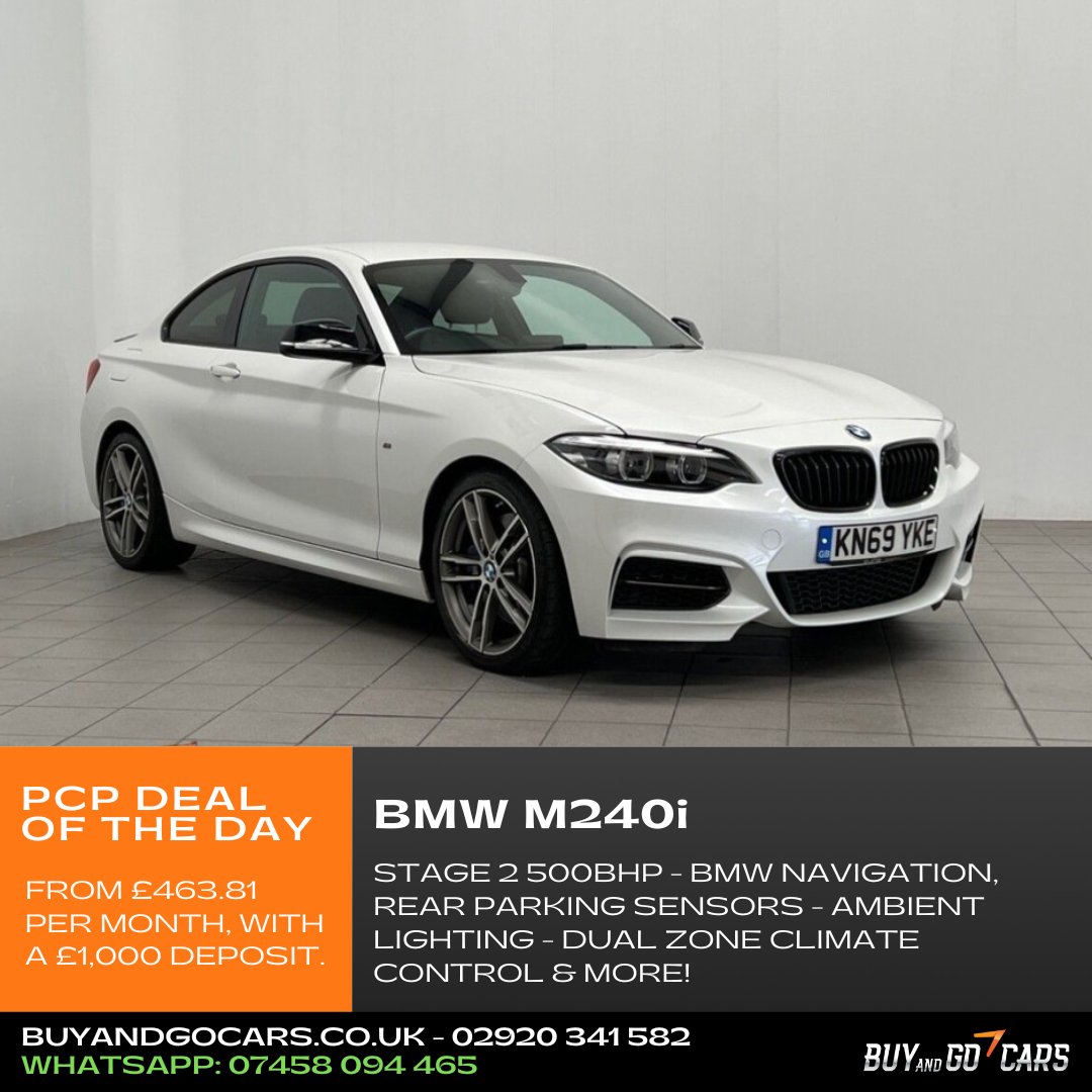 BuyAndGoCars's tweet photo. ‼️From £463.81 per Month, with a £1,000 Deposit* ‼️

Buy and Go Cars have recently taken into stock this 500BHP BMW 2 Series M240i.

👉🏼 BMW Navigation.
👉🏼 Ambient Lighting.
👉🏼 Rear Parking Sensors.
👉🏼 &amp; more.

View Advert: https://t.co/LVZYcsEVev https://t.co/Fqry4pLgvv
