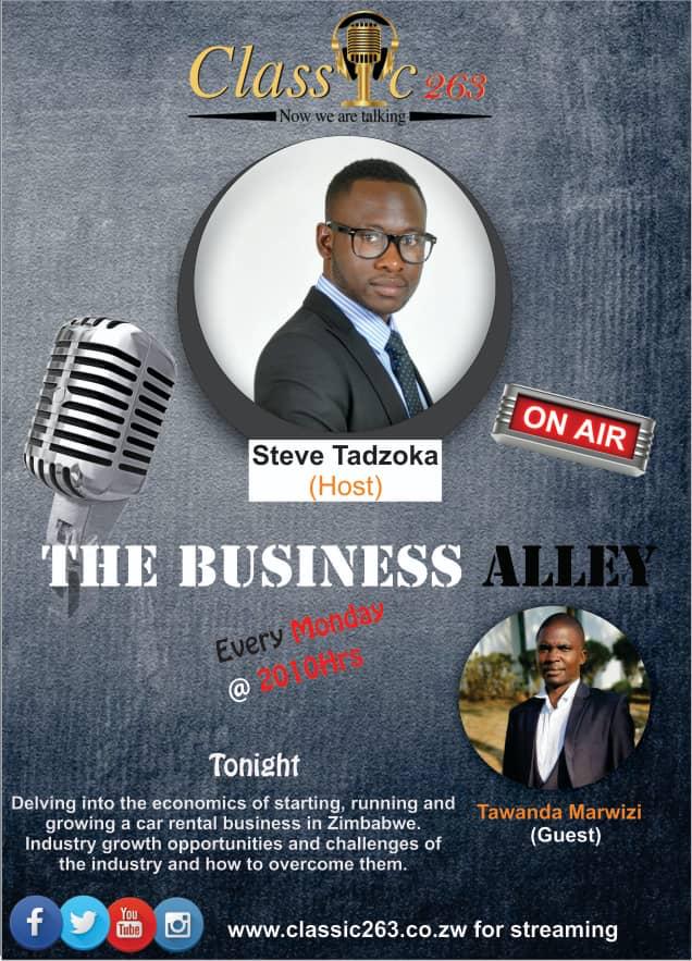 classic263's tweet photo. This week on #TheBusinessAlley Steve Tadzoka and guest Tawanda Marwizi delve into the economics of starting, running and growing a car rental business in Zimbabwe.
Join Steve this evening at 2010hrs.
#CaptainSteve
#Classic263Radio
#NowWeAreTalking https://t.co/ZltP86MH1x