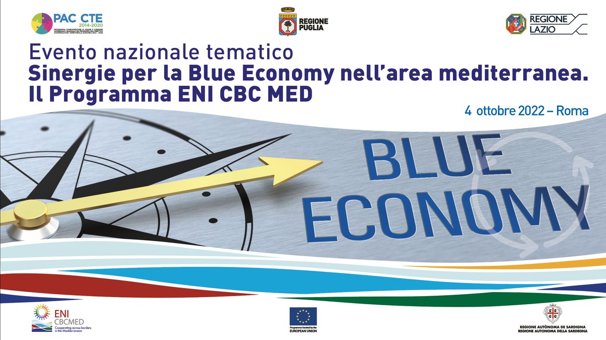 📝REGISTER NOW to the Italian🇮🇹 national event 'Synergies for 🌊Blue Economy in the Mediterranean' 🔎Discover results and opportunities for the blue economy sector development 👉Organised by @RegioneLazio and @RegionePuglia 📌Rome, 4 October - hybrid enicbcmed.eu/italian-nation…