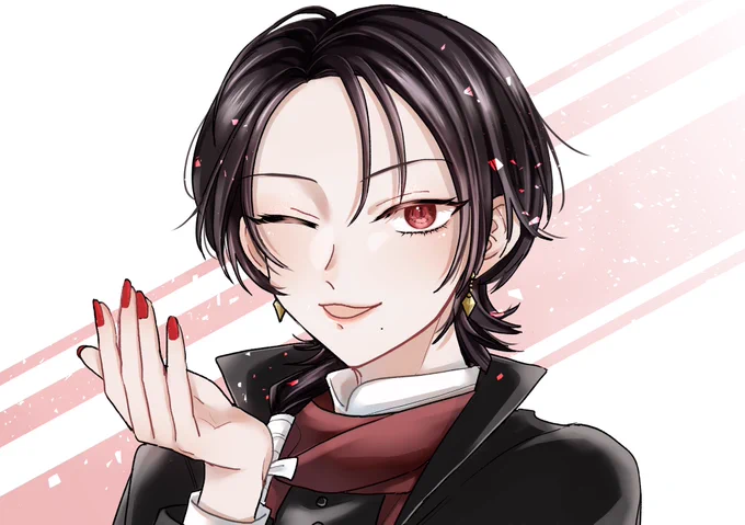 にも笑( )さんと線画交換して清光塗っていただきましたきらきら可愛い〜線画交換しただけなのに全然別作品でびっくり!色塗りって個性出ますね 
