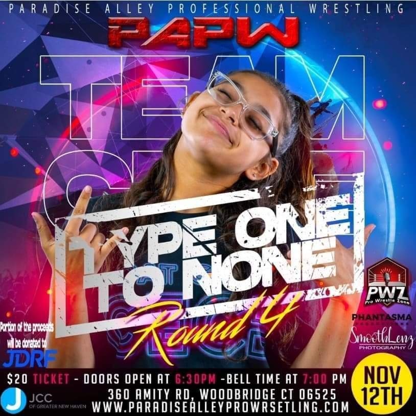 Official_PAPW's tweet photo. The Tradition Continues as @official_papw Presents: #TypeOneToNone Round 4 Join us for our Annual Fight against Juvenile Diabetes Event
On Saturday November 12th #Live from the JCC Of Greater New Haven (360 Amity Rd. Woodbridge, CT)
Doors: 6:30pm
Bell Time: 7:00pm
Tickets: $20 https://t.co/BYWfGUnPkz