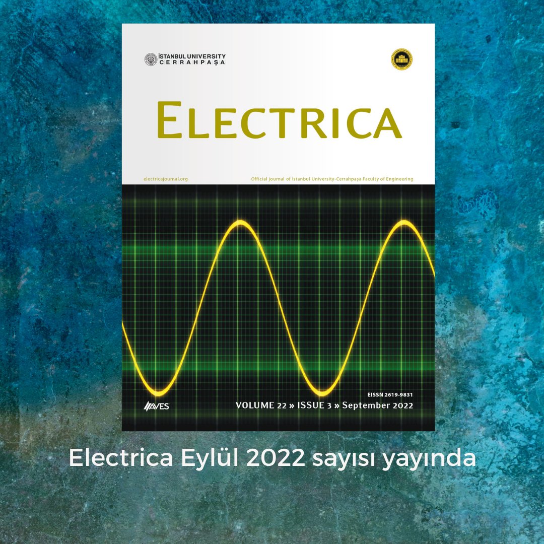 IUCPress's tweet photo. Electrica Eylül sayısı yayında. https://t.co/LZntdjPbUE
@iu_cerrahpasa @iucmuh #electrical #electricalengg https://t.co/XJDmX7Ai9g