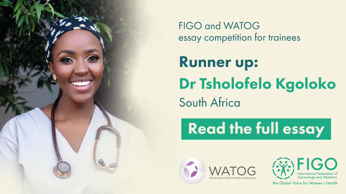 The RUNNER UP of our essay competition with @WATOG_org is @dr_tsholo! 🌟 She shared an essay on the role of mobile technology 📱 to reach adolescents w/ essential info on family planning & sexual and reproductive health. #WorldContraceptionDay 🧡 ➡️ figo.org/news/announcin…