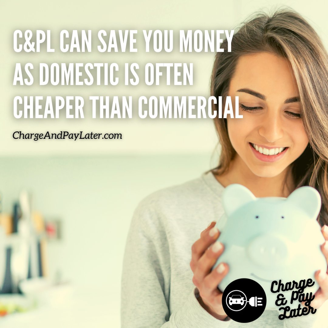 CPayLater's tweet photo. You could save money by using C&amp;PL. We are building a network of domestic charge points that in many cases will be much cheaper than commercial charging stations: https://t.co/cPjHmYt1cw #ChargeAndPayLater #CPayLater #ChargePayLater #EVCharging #ElectricVehicles https://t.co/lbzTykAWCH