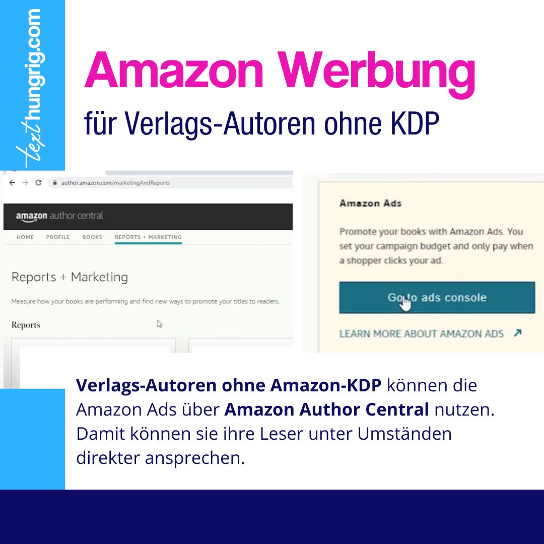 Diese Woche darf ich den ersten Verlagsautor bei seinen Amazon Ads unterstützen! Ich finde es spannend, dass Amazon auch den Verlagsautoren eine Möglichkeit gibt, Werbung für ihre Bücher zu schalten!

#buchwerbung #buchvermarktung #buchvermarkten #buchveröffentlichen #buchautor