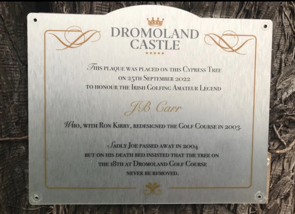 Carr Golf (@carrgolftravel) on Twitter photo . <a href="/roddycarr/">Roddy Carr</a> & Cian Branagan unveil a plaque to JB Carr on the 18th hole Cedar tree <a href="/dromolandcastle/">Dromoland Castle</a> at the conclusion of the 2022 @KPMGGolf @WomensIrishOpen Thank you Mark Nolan and the team <a href="/DromolandGolf/">Dromoland Golf</a> #plaque <a href="/GolfDromoland/">Dromoland Golf</a> . <a href="/roddycarr/">Roddy Carr</a> & Cian Branagan unveil a plaque to JB Carr on the 18th hole Cedar tree <a href="/dromolandcastle/">Dromoland Castle</a> at the conclusion of the 2022 @KPMGGolf @WomensIrishOpen Thank you Mark Nolan and the team <a href="/DromolandGolf/">Dromoland Golf</a> #plaque <a href="/GolfDromoland/">Dromoland Golf</a>