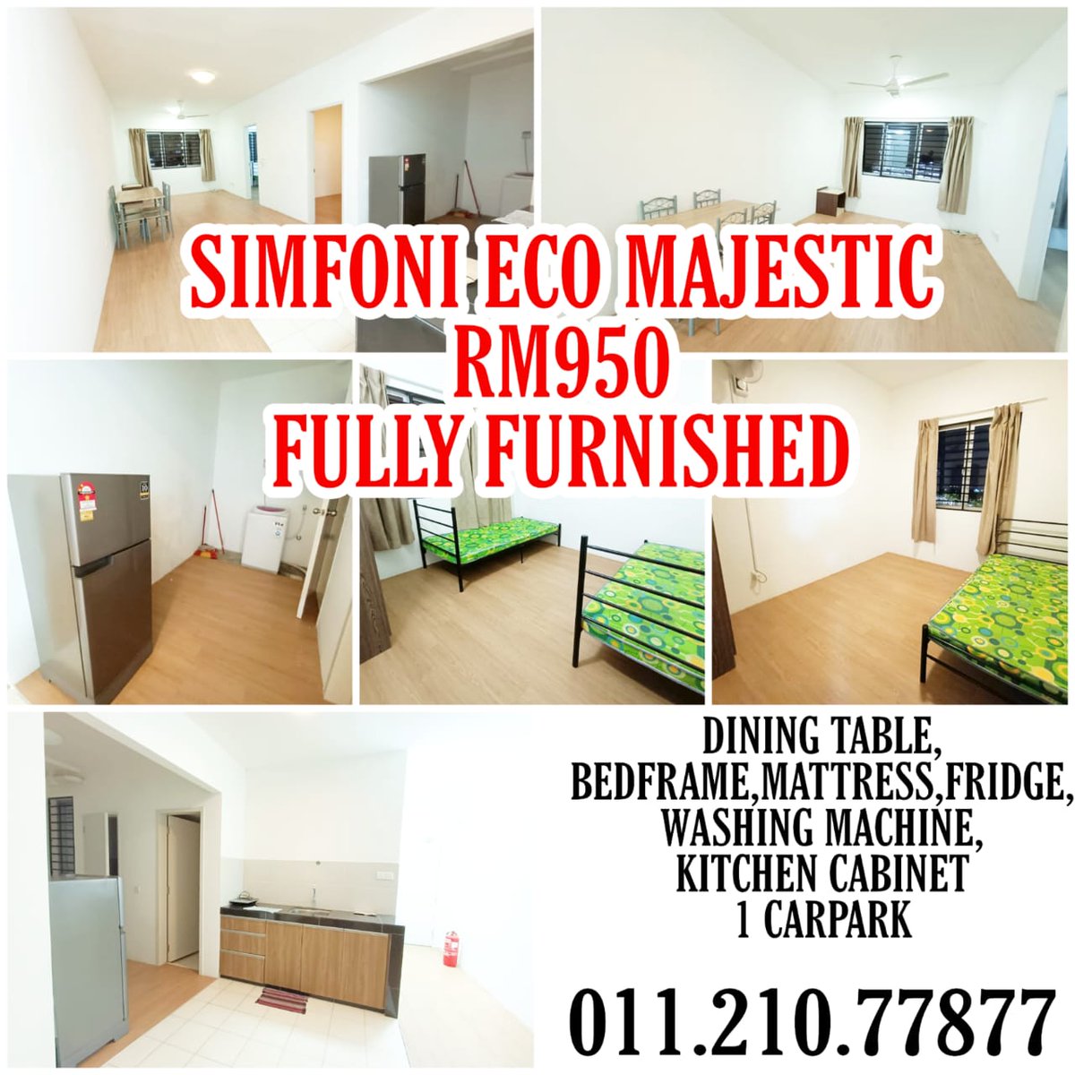 IdaHartanah's tweet photo. Apartment Simfoni, Eco Majestic (Fully Furnished)
WITH WASHING MACHINE&amp;FRIDGE TOO!
Ni 1 CARPARK
-3 Bilik 2 Bilik Air
-750sqft
-Fully Furnished
-Intake OCTOBER 2022
Sewa: RM950/Nett

Puan Ida 
https://t.co/uLmILxBV8o

011.210.77877 https://t.co/DhbnYgukEw