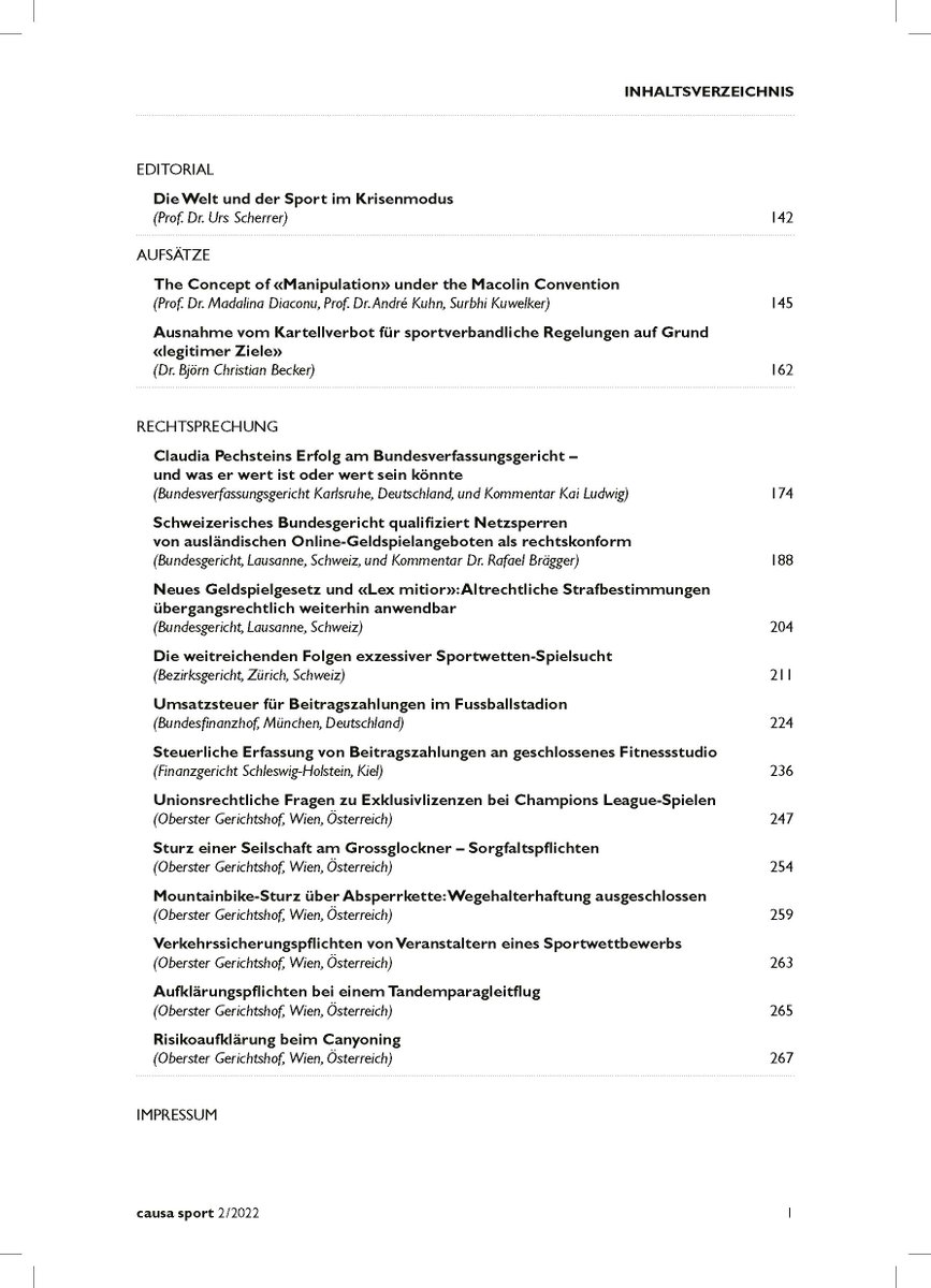 Happy to share our team's newest publication in the latest edition of <a href="/causasport/">Causa Sport</a> (causasport.org) where <a href="/MadalinaDiacon8/">Madalina Diaconu</a>, <a href="/KuhnAndreKuhn/">André Kuhn PhD OLY</a> and <a href="/surbhikuwelker/">Surbhi Kuwelker</a> write on the concept of 'manipulation' in <a href="/MacolinConv_CoE/">Macolin Convention Council of Europe</a>.