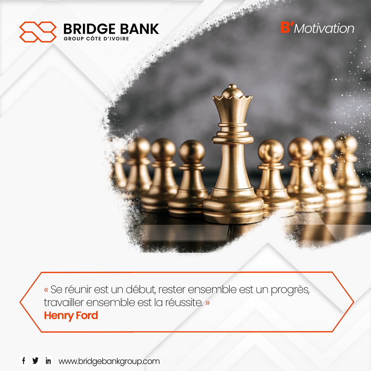 BridgeBankGroup's tweet photo. #B_Motivation
#BridgeBankGroupCI
#ConnectonsNosAmbitions https://t.co/NlqfYVxnRf