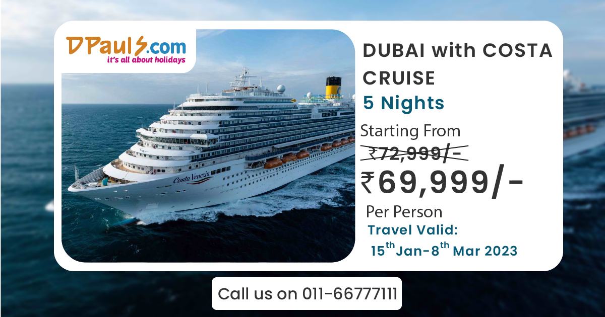 dpauls_travel's tweet photo. Dubai with Costa Cruise! 5 Nights Package Starting from Rs.69,999/- pp
Includes:- Airfare, Stay, Breakfast, All Meals on Cruise, Desert Safari, Etc.
For details, Call on 011-66777111.
#DPauls_Travel #DuabiwithCruise #CostaCruise #DesertSafari #CruisePackage #DubaiwithCostaCruise https://t.co/s8QlpqHyQj