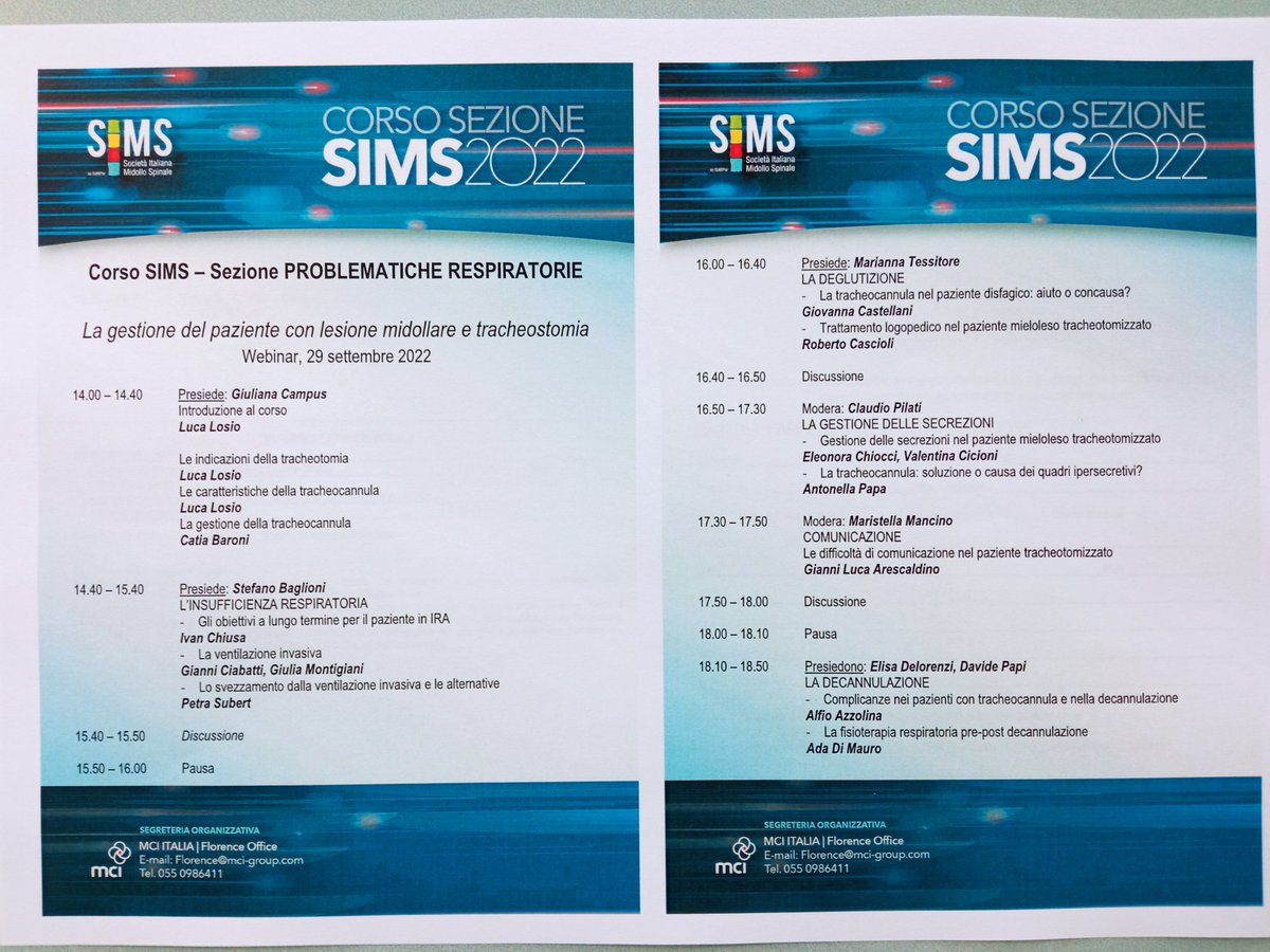 CORSO SIMS - PROBLEMATICHE RESPIRATORIE sims-somipar.org/IT/corsi-e-con… -problematiche-respiratorie #lesionemidollare #societàitalianamidollospinale #unitàspinale #multidisciplinarieta