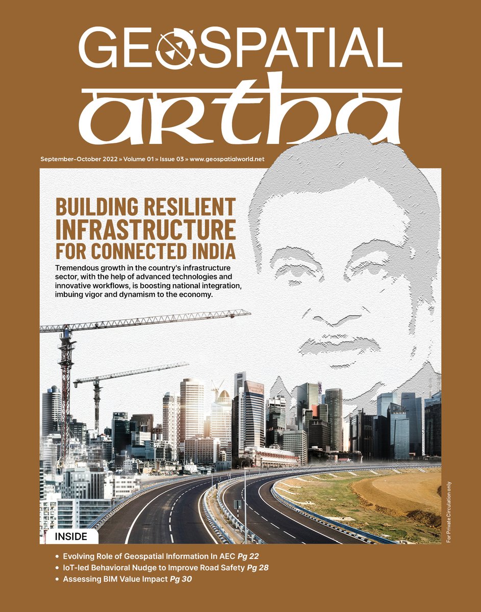 geospatialworld's tweet photo. 📢The Sept-Oct issue of Geospatial Artha is out. It highlights the role of #geospatial in the growth of India's #infrastructure industry &amp; throws light on the evolution of #AECsector courtesy #BIM &amp; #DigitalTwin integration to make cities more sustainable.
https://t.co/BTSXIDiJb5 https://t.co/0a2g2yDdoX