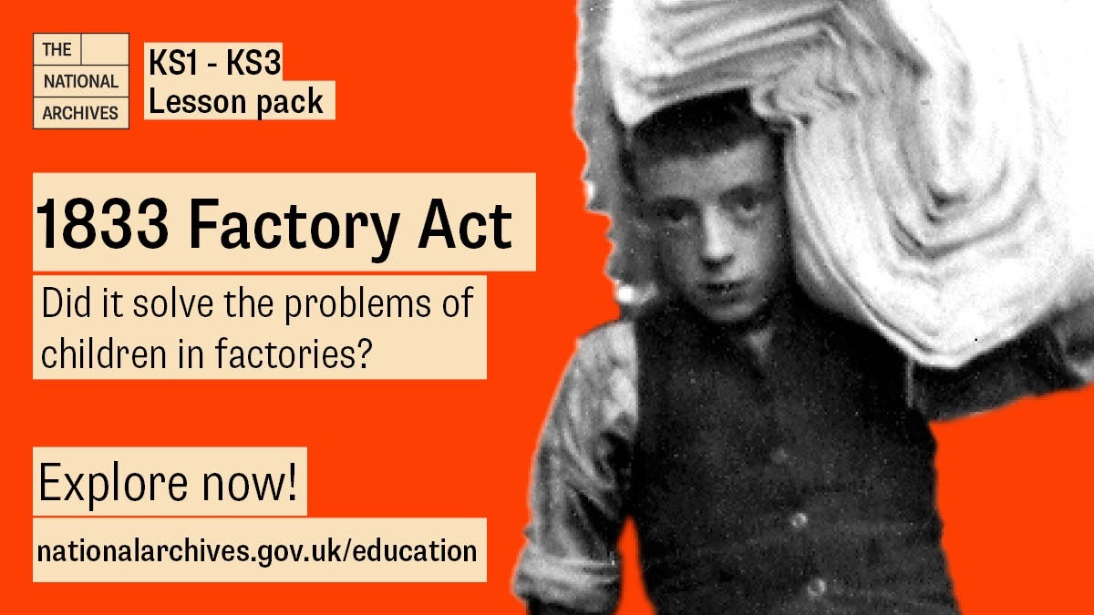 In 1833 the Government passed a Factory Act to improve conditions for children working in factories. Young children were working very long hours in workplaces where conditions were often terrible. Did the act improve conditions for children? Take a look: nationalarchives.gov.uk/education/reso…