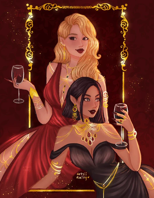 morrigan and amren from acotar  #illustration #booktwt 