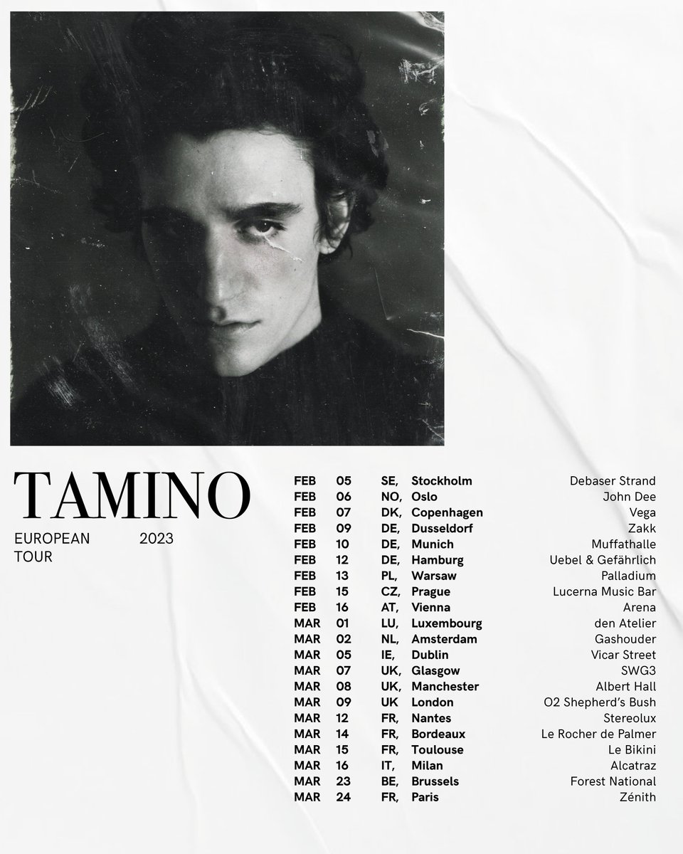 So happy to announce these new European shows! Excited to explore ‘Sahar’ live with all of you. Tickets go on sale this Friday, at 10 am CEST. taminomusic.com
More dates to be announced very soon.