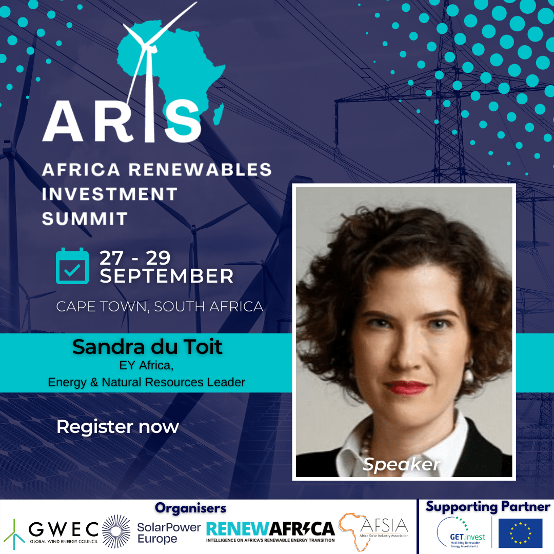 EY_Africa's tweet photo. Sandra du Toit, EY Africa Energy &amp; Natural Resources Market Leader chairs a discussion on how mining companies are embracing energy self-generation at the Africa Renewables Investment Summit on 29 September 2022 at 11h45 at the Cape Town Convention Center. https://t.co/vAIK3p2hvW