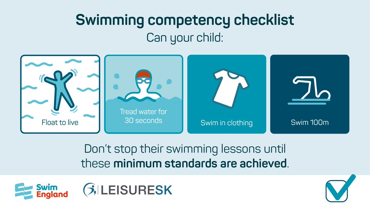 Together with <a href="/Swim_England/">Swim England</a> we recommend that parents and guardians keep children in swimming lessons until they have achieved these four water competencies. ⬇️🏊 

Find out why > bit.ly/MythJumping 

#LearnToSwim #RespectTheWater