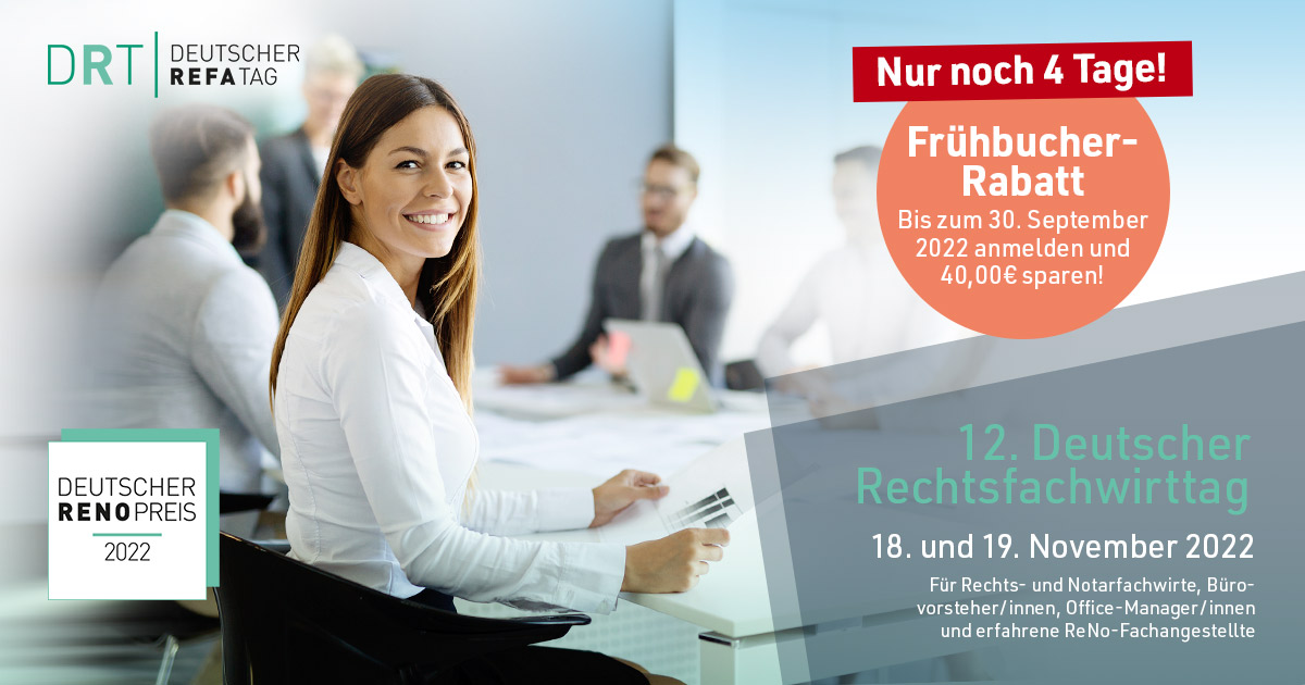 Noch in dieser Woche anmelden und den Frühbucher #Rabatt nutzen! Bis Freitag gilt für den 12. #DRT noch der um 40 Euro vergünstigte Preis.

Die zweitägige Veranstaltung bietet am 18. und 19. November im Maritim Hotel #Bremen ein hochkarätiges Programm: 
refatag.de