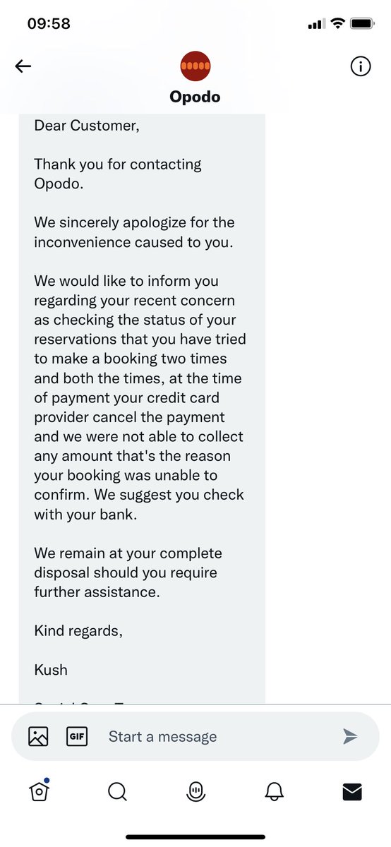 rushie1303's tweet photo. @opodo I have just received this message from your company. Both payments have come out of my bank, yet you have told me you were unable to collect any amount? Please contact me as urgent to resolve this matter. Thank you. https://t.co/A1tJyE7HHe
