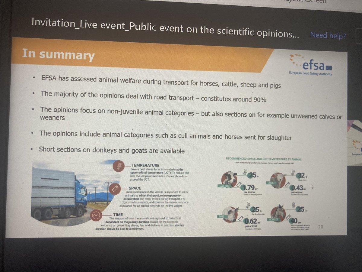 LABoyle2's tweet photo. Thanks @HerskinMette for your informative overview of @EFSA_EU scientific opinion on the welfare of animals during transport. Findings have major implications for the transport of unweaned #calves and #cullanimals #animalwelfare #calfwelfare #dairy https://t.co/ypBWGOOVfn