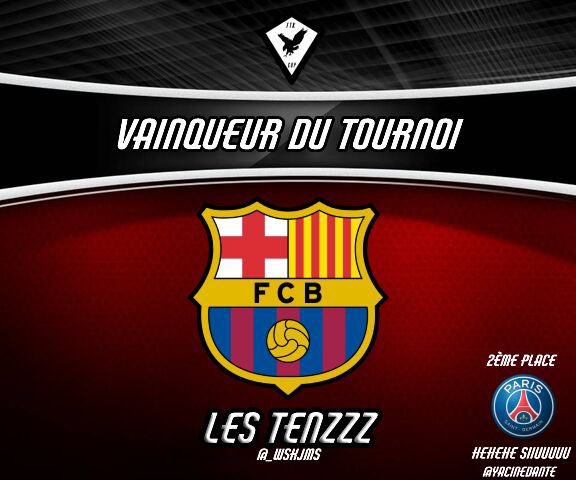 Félicitations aux TENZZZ et au capitaine <a href="/_WskJms/">👍🏿</a> qui remportent le tournoi🏆 et les 30€💰! 
On félicite aussi au HEHE SUIII qui finissent ce tournoi à la deuxième place !🥈 
Merci à tous pour votre participation❤️✌🏻